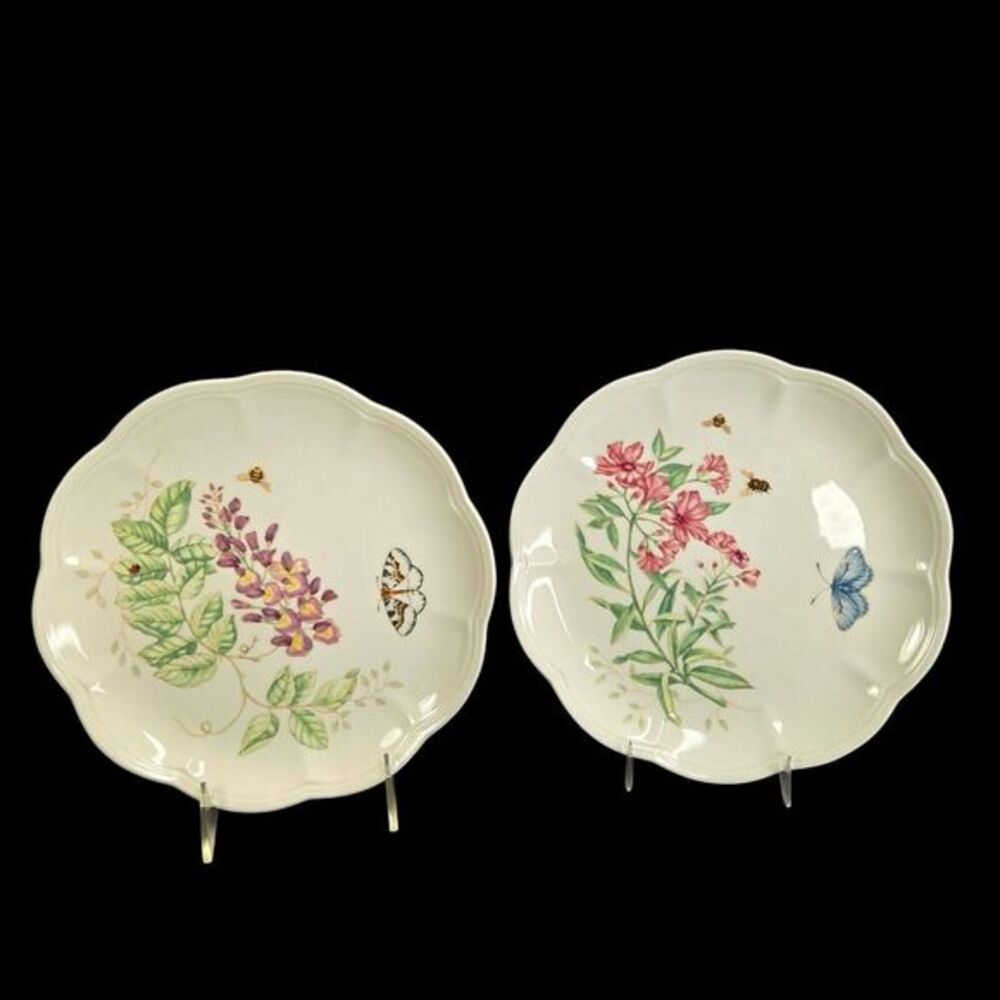 Lenox Butterfly Meadow Accent Luncheon Salad Plates Set of 2 Spring 9 Inch
